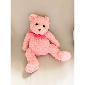 Ty Pluffies Pink Bear Curly Sherpa Plush Teddy Bear 2004 15 inch Ty Silk